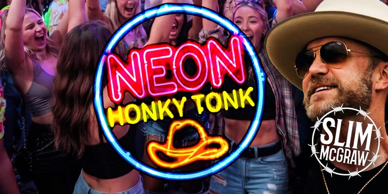 2026 Neon Honky Tonk poster featuring DJ Slim McGraw at Hammerhead Fred's, Panama City Beach