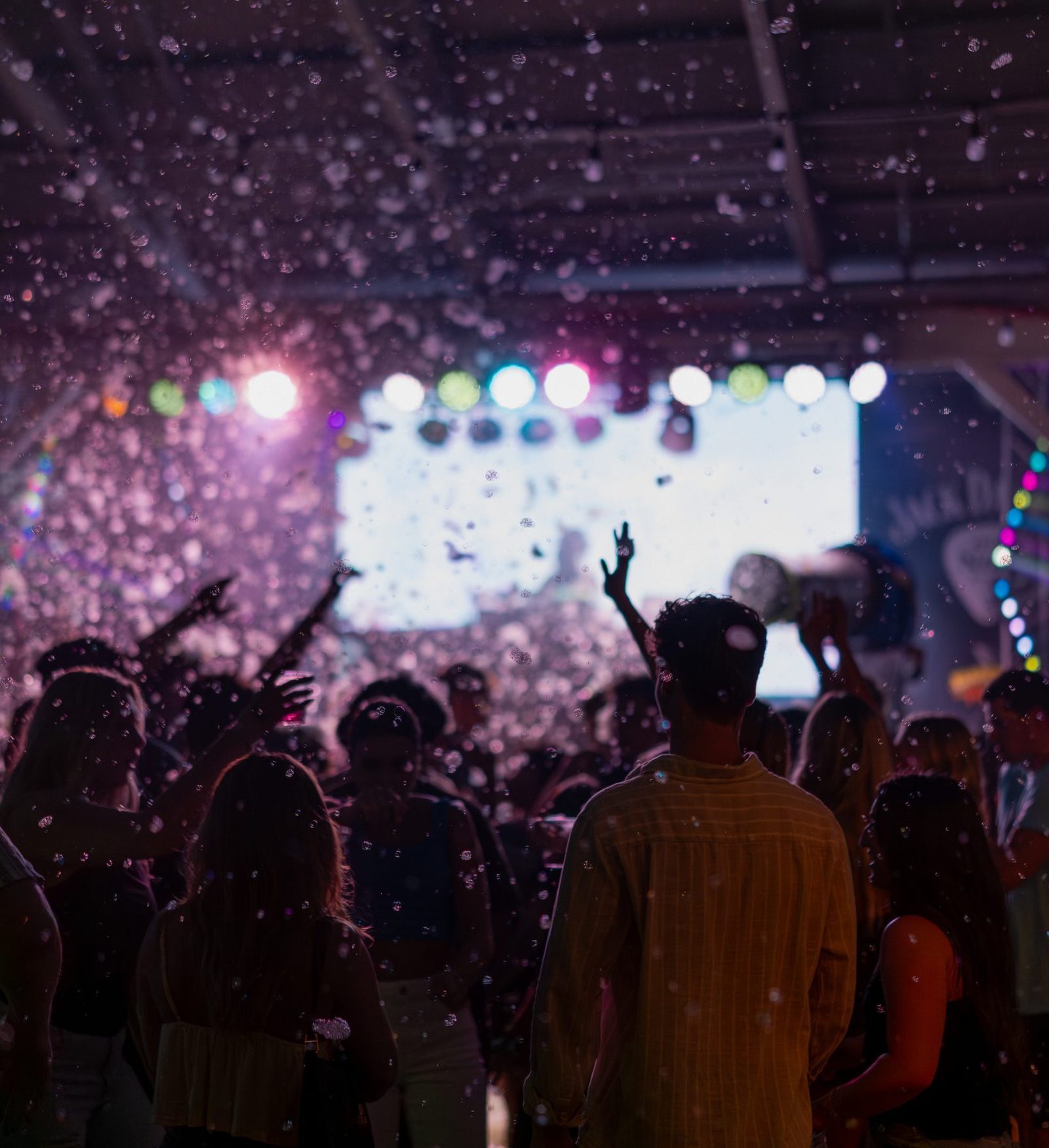 Packed dance floor with foam in the air at the Hammerhead Fred's foam party, Panama City Beach